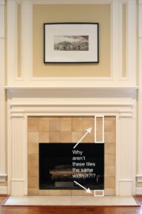 Fireplace tile is not symmetrical