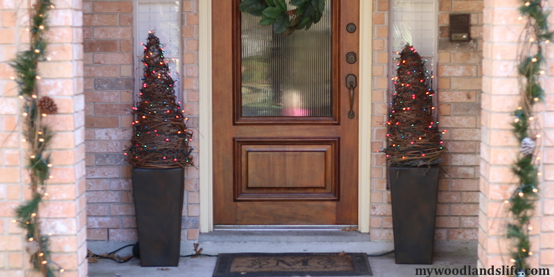 DIY Grapevine Christmas Trees for budget-friendly outdoor Christmas decorations