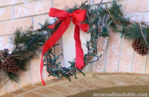 DIY grapevine wreath for budget-friendly outdoor Christmas decorations