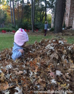 Kids playing in leafs