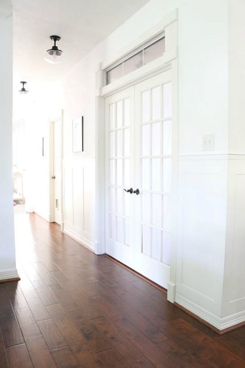 Bright white modern traditional hallway makeover
