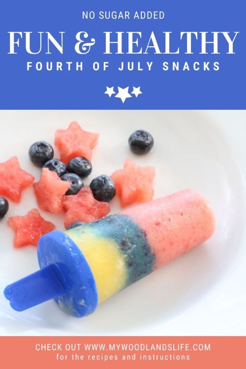 A 4th of July Fruit Flag and more healthy fruit snack ideas for parties or celebrating the holiday at home. These treats have no sugar added and can all be made using the same four ingredients. They're a great snack option for kids too.
