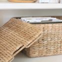 How to make a decorative file organizer with a water hyacinth basket and mesh file frame