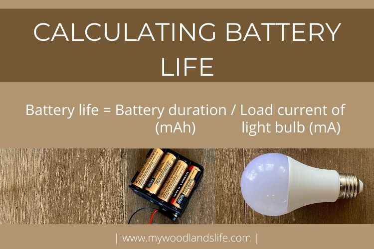 Formula for calculating battery life for battery operated table lamp