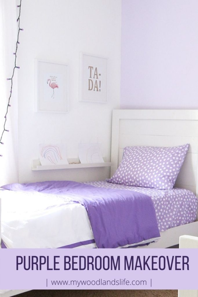 A lavender bedroom makeover using Benjamin Moore Lavender Ice perfect for a nursery or a little girl who loves purple