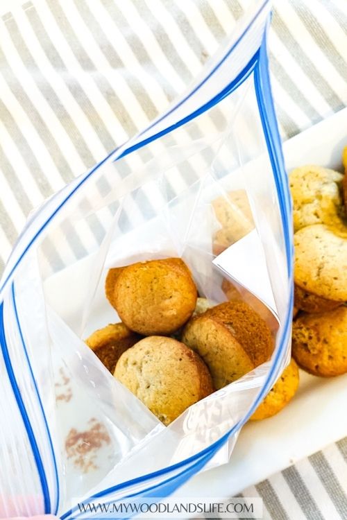 Banana bread muffins in freezer bag