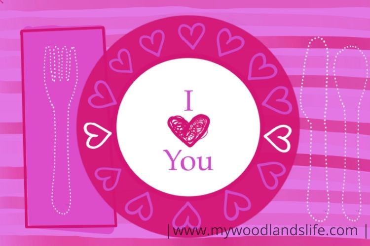 Free Pink Kids Printable Placemat for Valentines with heart rimmed plate and I love you message