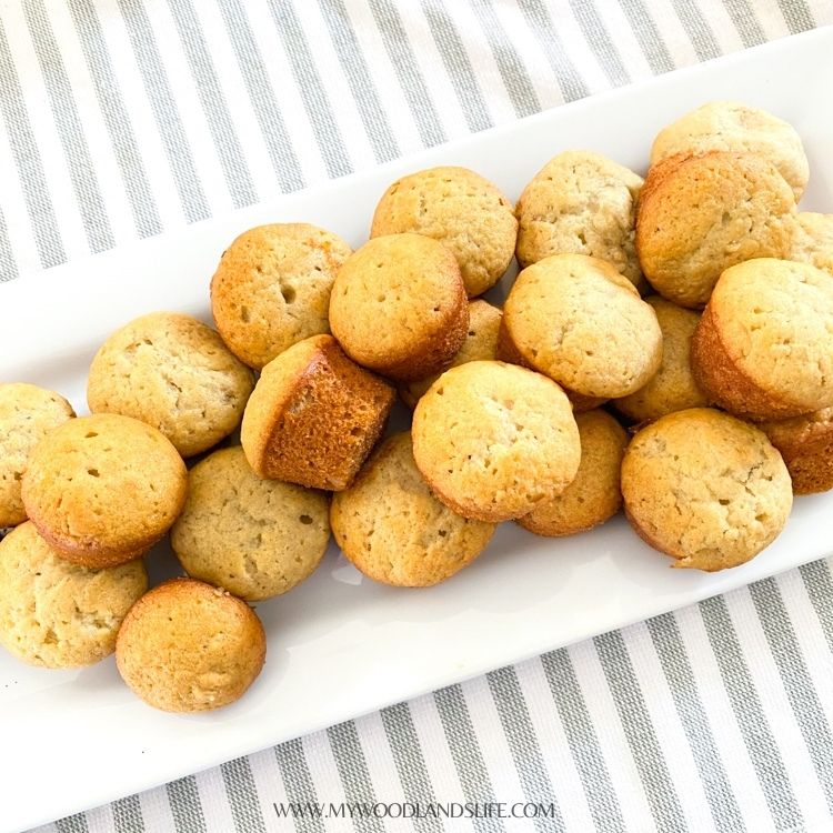 Banana bread muffins on white tray