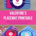 Free valentines day printable placemat for kids in pink and blue color scheme